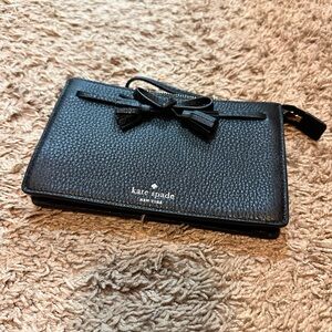 Kate Spade black pebble leather wristlet. Brand new!